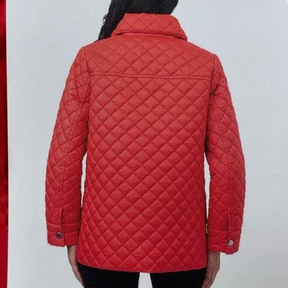 Anne Klein Womens Red Quilted Jacket Button Front Size Small d0453 - Picture 3 of 10